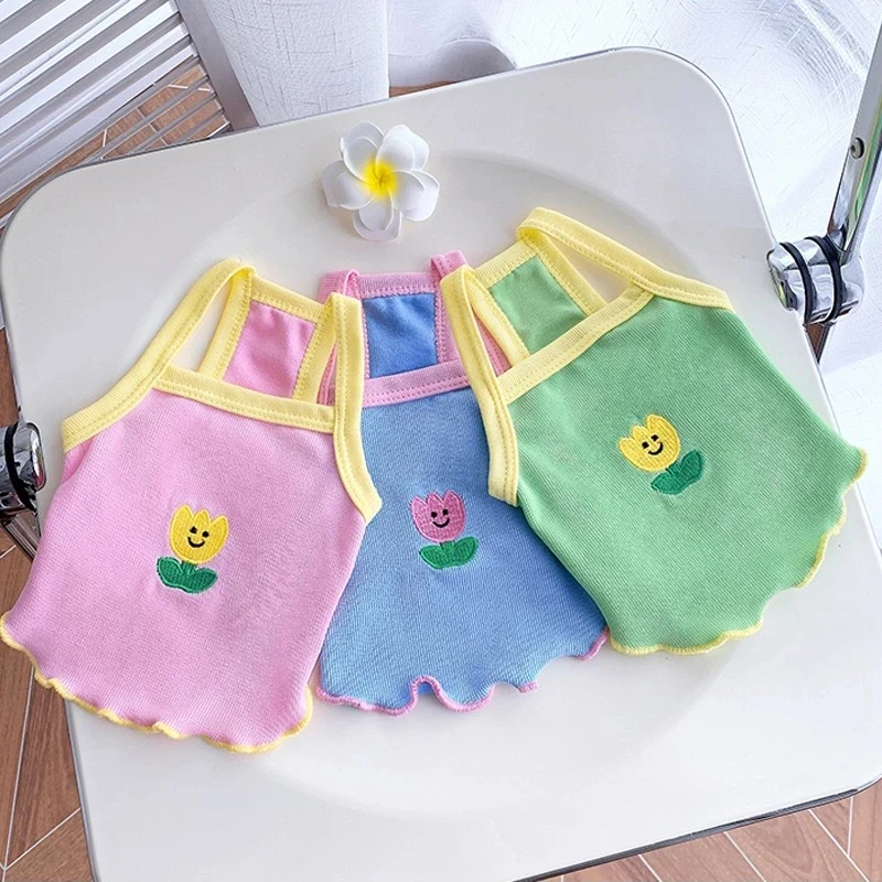 

Puppy Summer Clothes Thin Pet Small Dog Teddy Bichon Corgi Puppy Kitten Summer Camisole Dog Costume Dog Cartoon Printed Vest