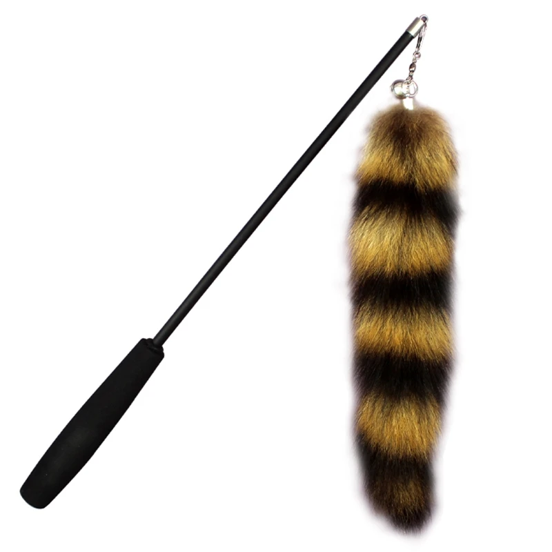 

Interactive Teaser Wand Fake Fur Cats Teasing Stick Kitten Scratch Chew Rod