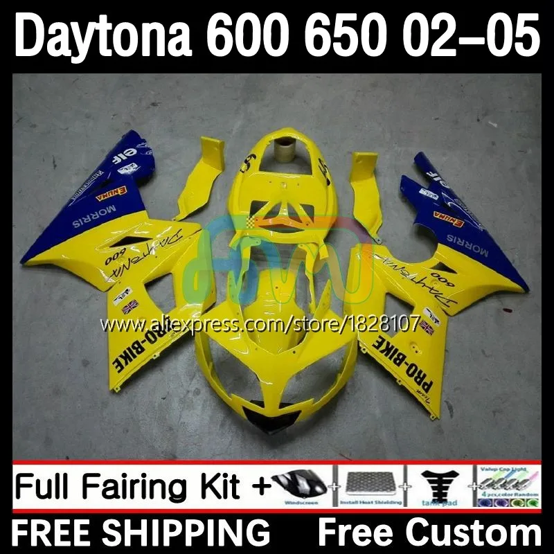 

Обтекатель OEM для Daytona 600 650 Daytona650 02 03 04 05 7No.20 Daytona600 Daytona 650 2002 2003 2004 2005 Bodys Kit Новый желтый