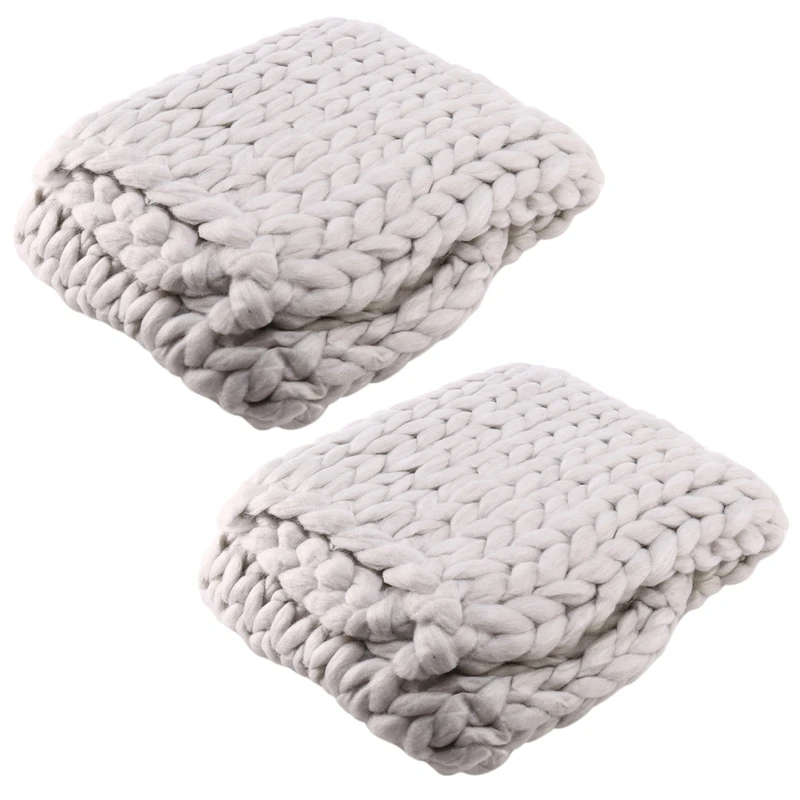 

2X Chunky Knit Blanket Handmade By Soft Knitting Throw Bed Bedroom Decor Bulky Sofa Sofa Decor Air Conditioner Blanket