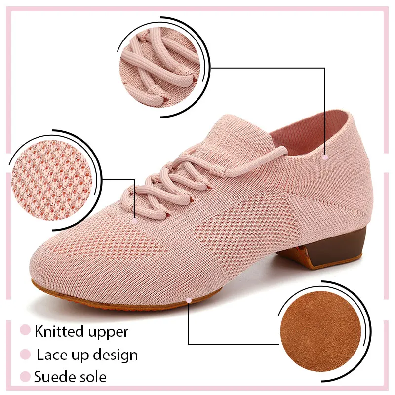 Dance Shoes women latin ballroom jazz tango Practice Training teaching dancing shoes woman ladies girls Knitted salsa flat shoes