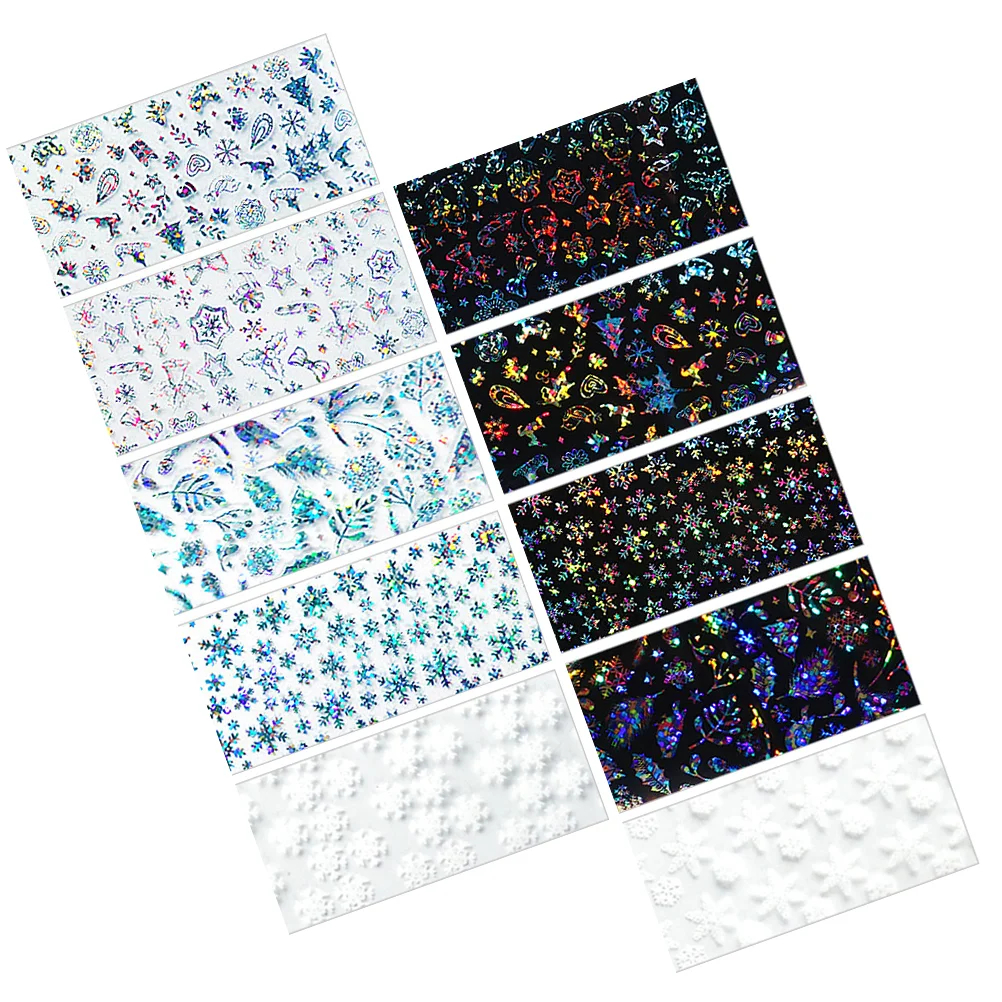 

Nail Stickers Christmas Foil Transfer Snowflakeswrap Full Transfers Holiday Fingernail Manicure Xmas Sticker Snow Winter Nails