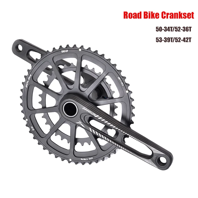 

170mm Aluminum Alloy Hollow Road Bike Crankset 50-34T/52-36T/52-42T/53-39T GXP Chainring Road Bicycle Bmx Parts