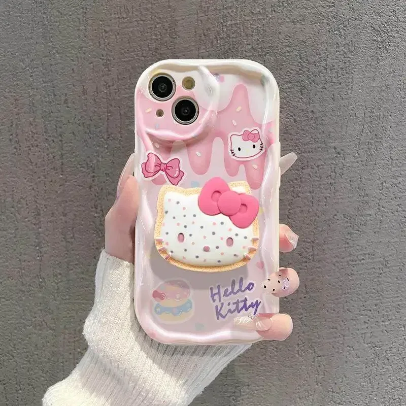 Милый чехол-кронштейн Hello Kitty Kuromi для Realme C55 C53 C63 C67 C65 C35 C33 C21Y C25Y C30 C21 C20 8 5G 10 11 12 Pro Plus