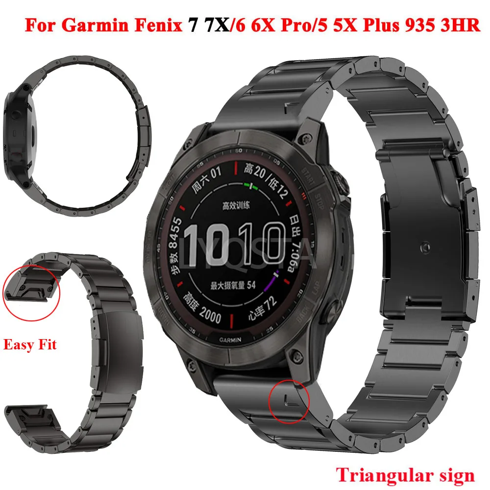 

New 22/26mm Lighter Harder Titanium Alloy Strap For Garmin Fenix 7 7X 6 5X Plus 935 945 Epix Quickfit Install Metal Watch Bands