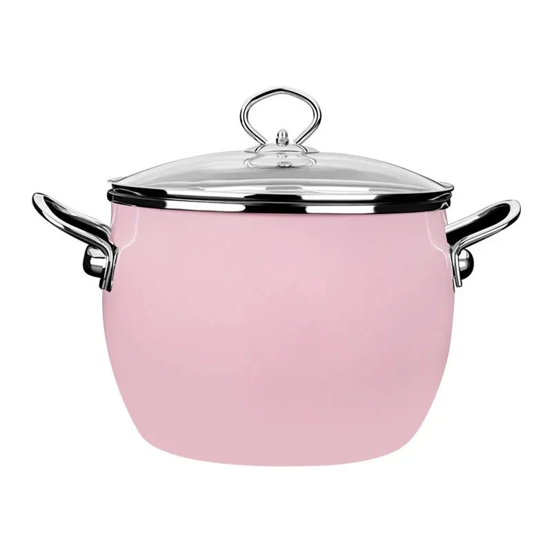 

Korea Thickened Enamel Enamel Pot Binaural Household Flat-bottomed Soup Pot Imitation Casserole Stew Pot Induction Cooker Gas