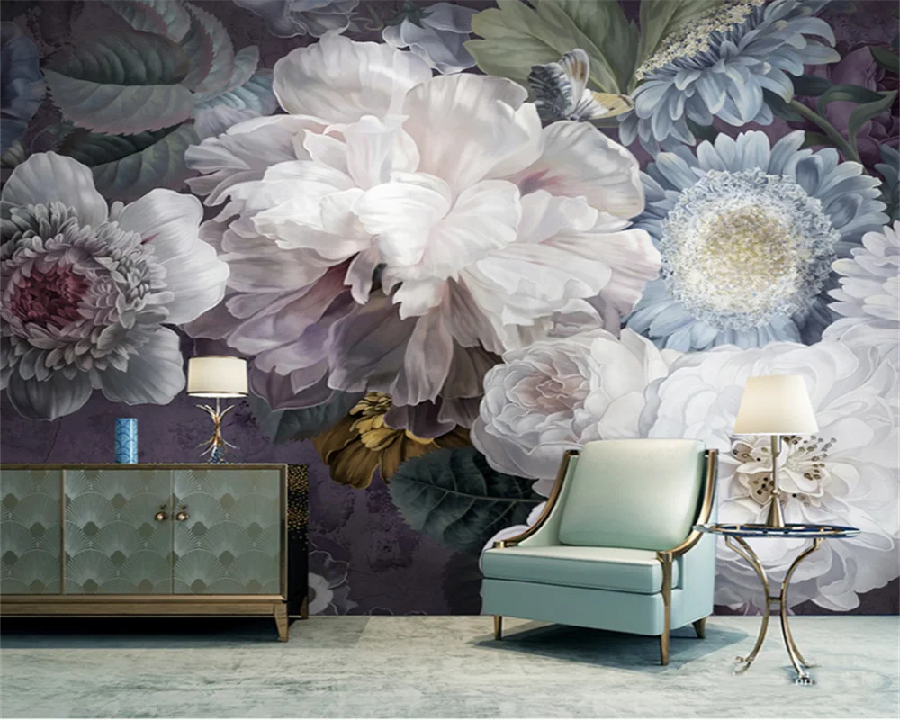 

beibehang Custom French Flower TV Sofa Bedroom Entrance Moisture-proof Environmental Protection papel de parede Wallpaper