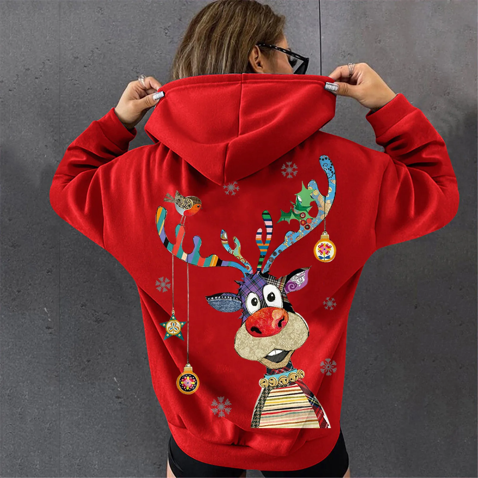 

Womens Christmas Sweatshirt Loose Merry Long Sleeve Casual Good Gifts Fleece Hooded Sweatshirt Women Womens Zipped Hoodies
