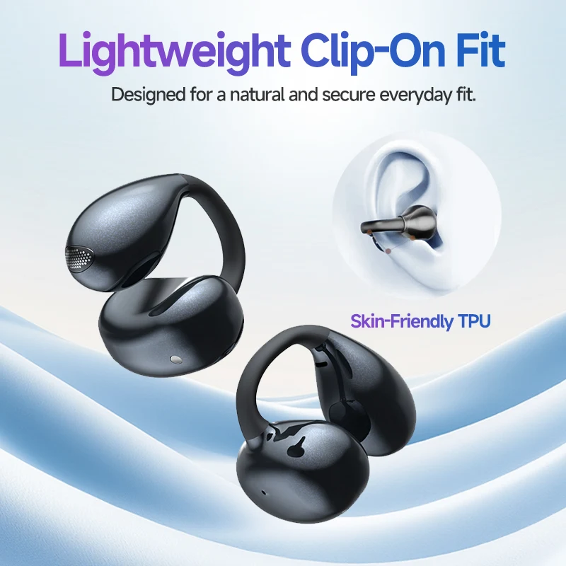 Фото Беспроводные наушники F20 Open Ear с поддержкой Hi-Res и LDAC, клипсовые наушники с Bluetooth 6.0, спортивные наушники OWS с временем работы до 40 часов. №3