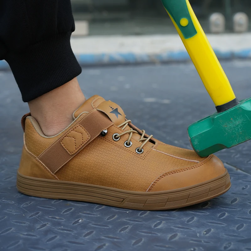 Мужская Защитная Обувь Рабочие Ботинки Со Стальным Носком Непроницаемая Кожа Из