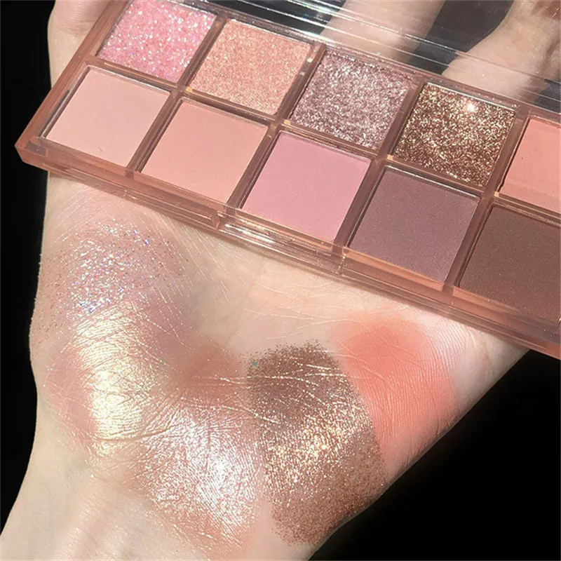 

10 Colors Eyeshadow Pearly Matte Earth Color Eyeshadow Palette Shiny Sequins Eye Shadow Eye Pigments Long Lasting Makeup