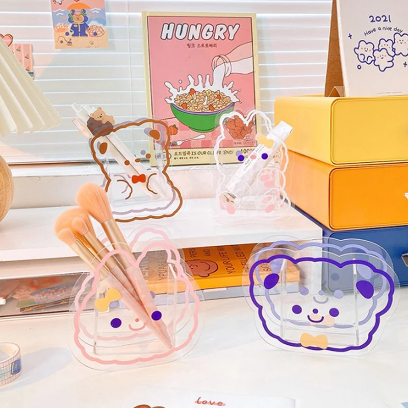 

Прозрачный акриловый фотоорганайзер INS Kawaii, Модный милый медведь, кролик, офисные канцелярские принадлежности, коробка для хранения космет...