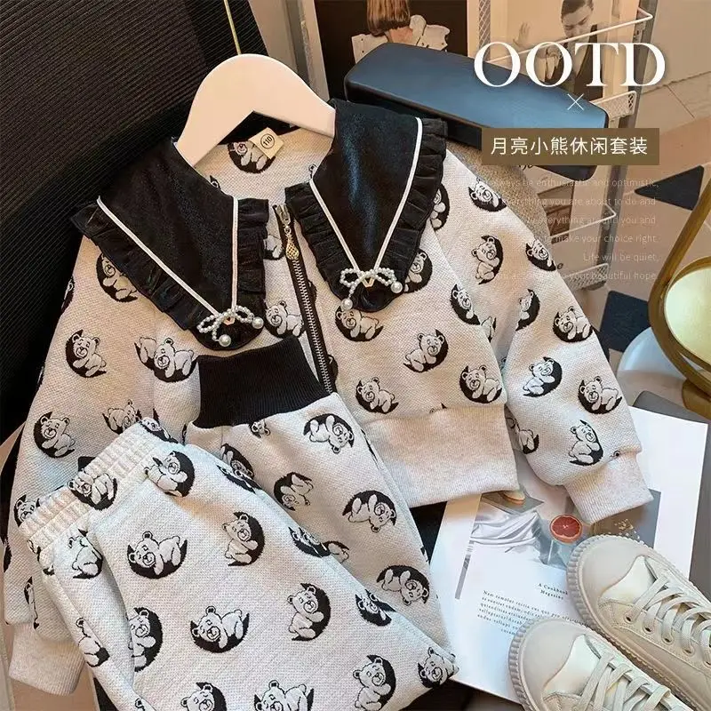 Girls' Suit Autumn 2022 New Children's Fashionable Long Sleeve Coat & Trousers Girl Spring and Autumn Two Piece Set