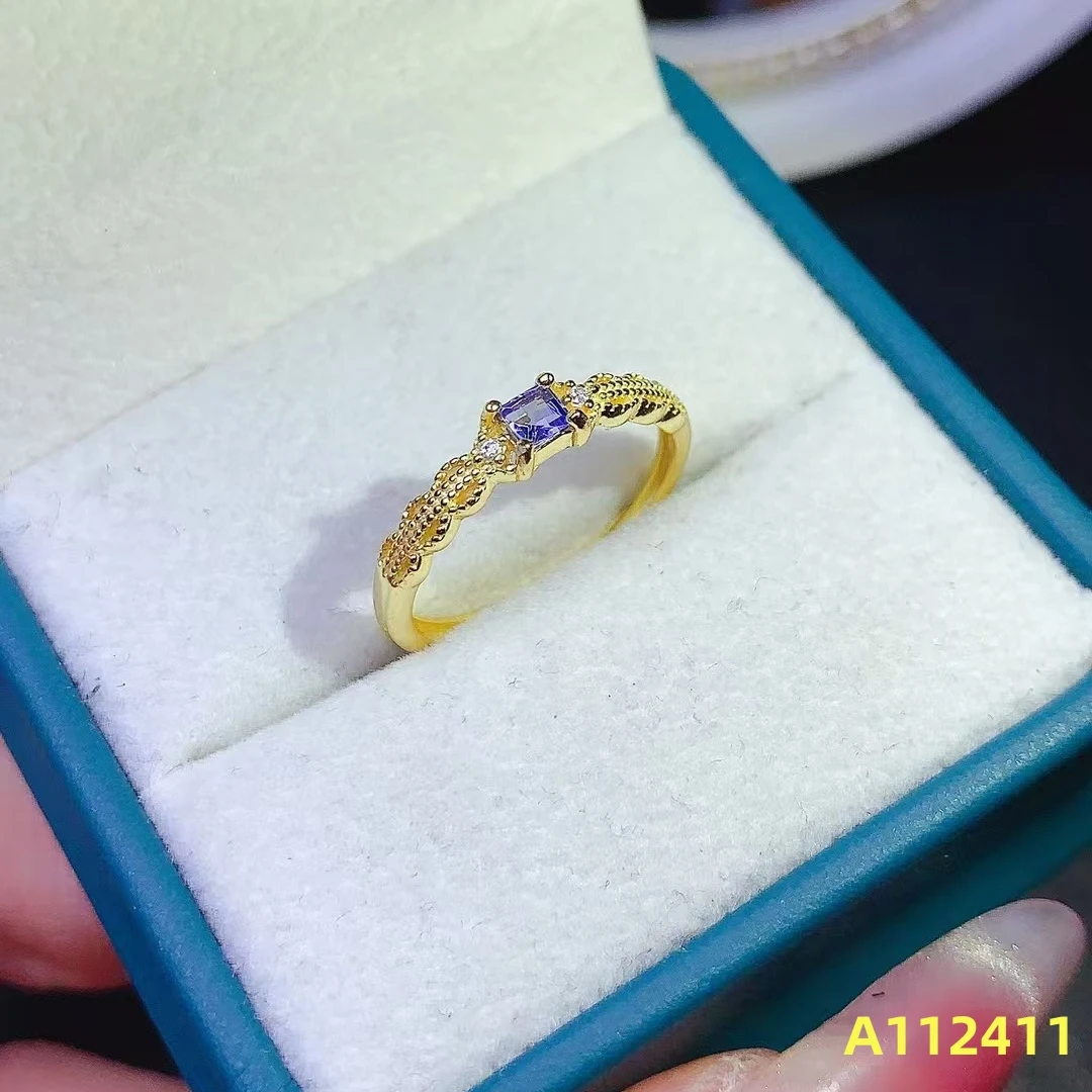 KJJEAXCMY Женское кольцо с натуральным танзанитом S925 чистое серебро изысканная