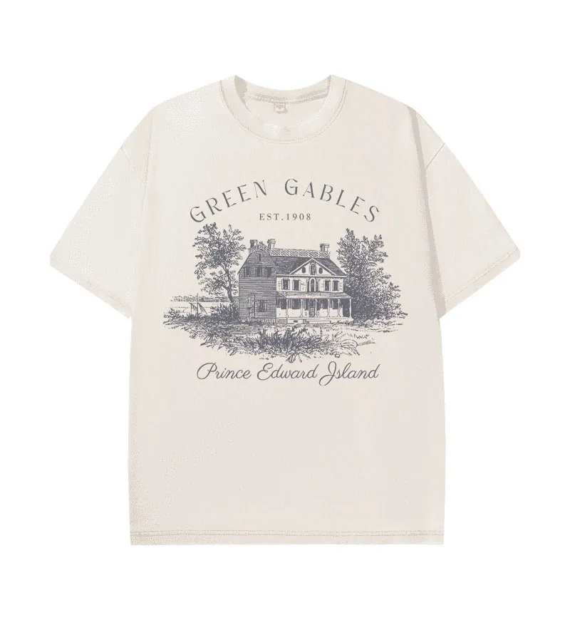 Футболка в стиле ретро Green Gables Dark Academi стираная рубашка с узором из 100% хлопка