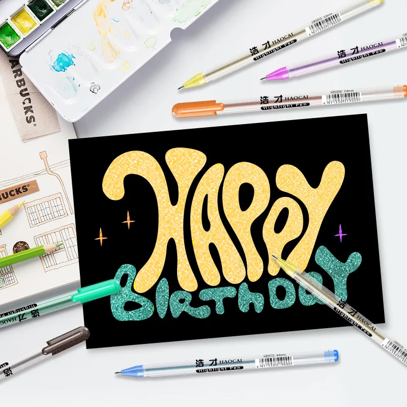 Акварельная ручка гелевая цветная нейтральная флуоресцентная волшебные цветные