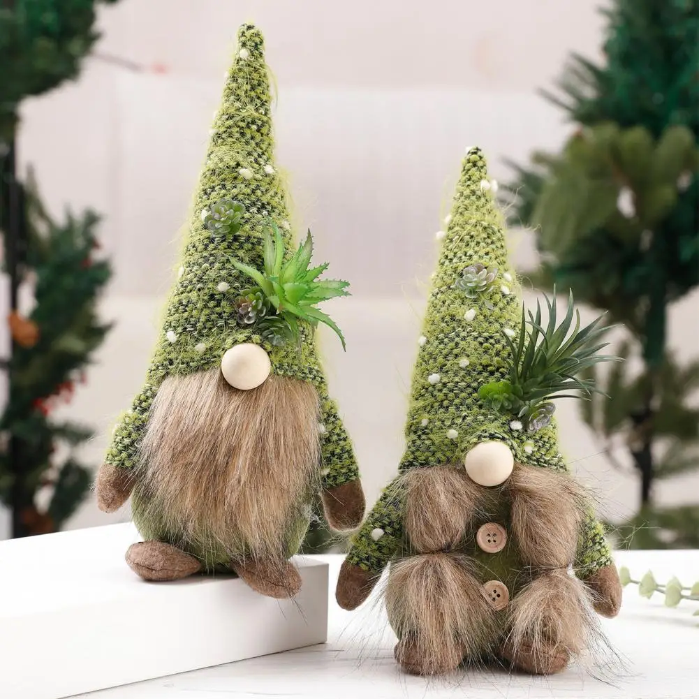 

Gnome Doll Eye-catching Plant Embellished Cloth Succulent Plant Gnomes Plush Faceless Toy Party Accessories