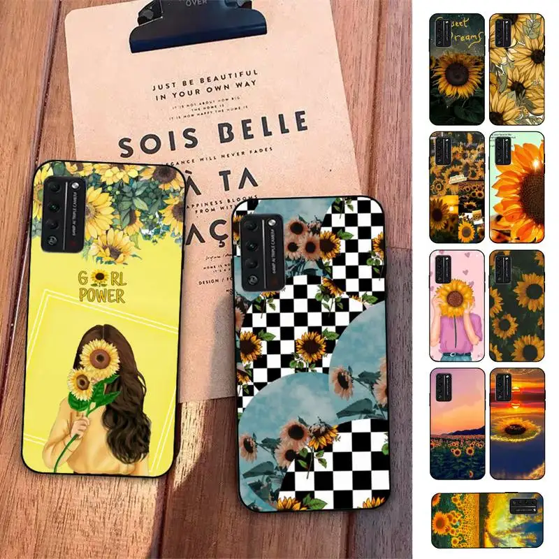 

Lovely Smiling Sunflower Phone Case For Huawei Honor 10 lite 9 20 7A pro 9X pro 30 pro 50 pro 60 pro 70 pro plus