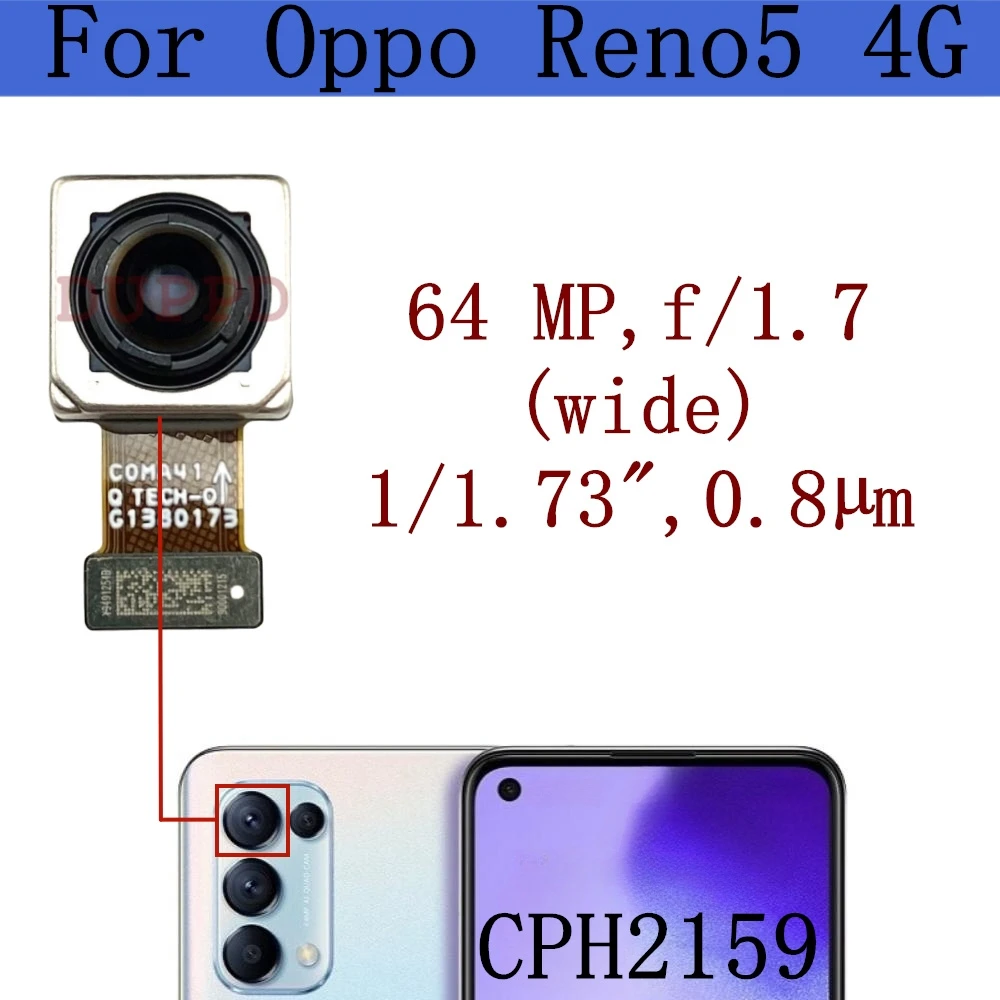 Задняя камера для Oppo Reno5 4G CPH2159 оригинальный модуль камеры заднего вида запасные