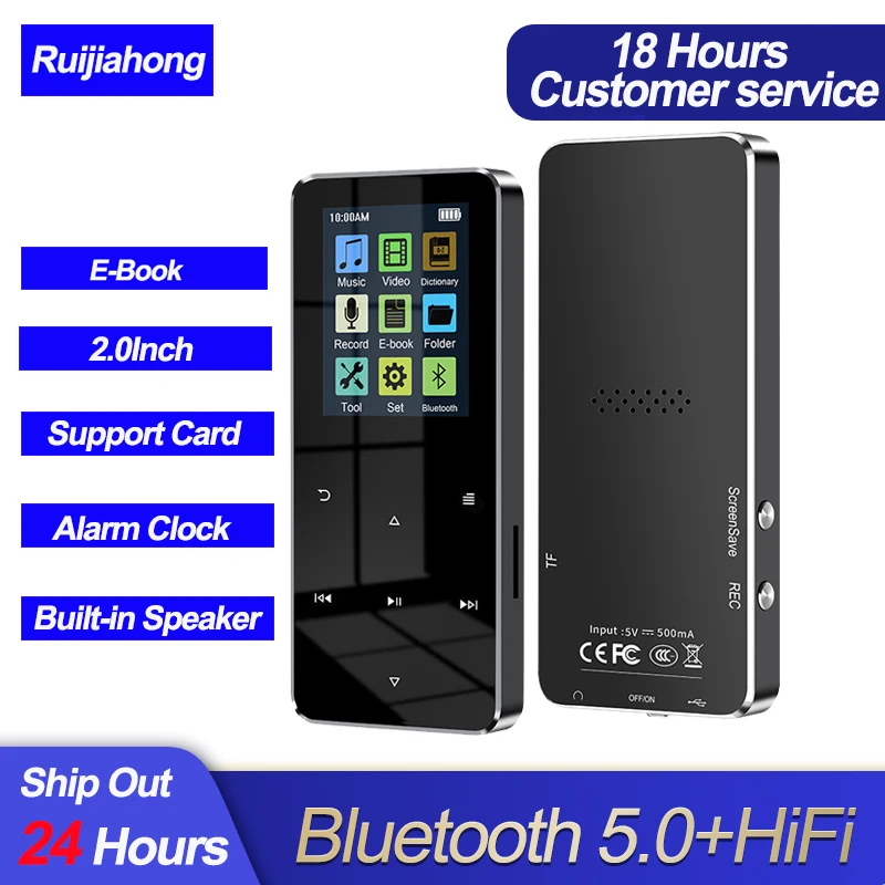 MP4-плеер 2 0 дюймов металлический MP3 MP4 музыкальный плеер HiFi Bluetooth 5.0 поддержка карты