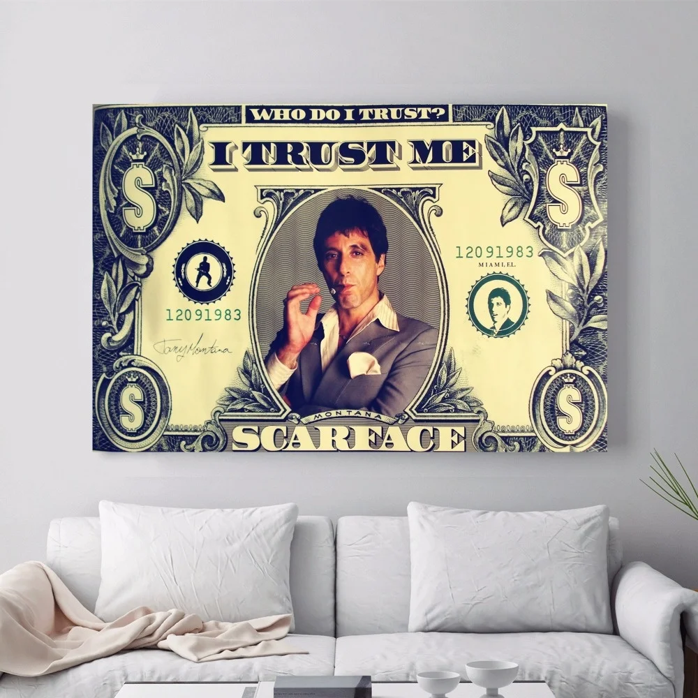 

Scarface Trust Me хлопковый холст Художественная печать Цитата плакат Настенные картины для украшения дома настенный Декор Картина без рамки