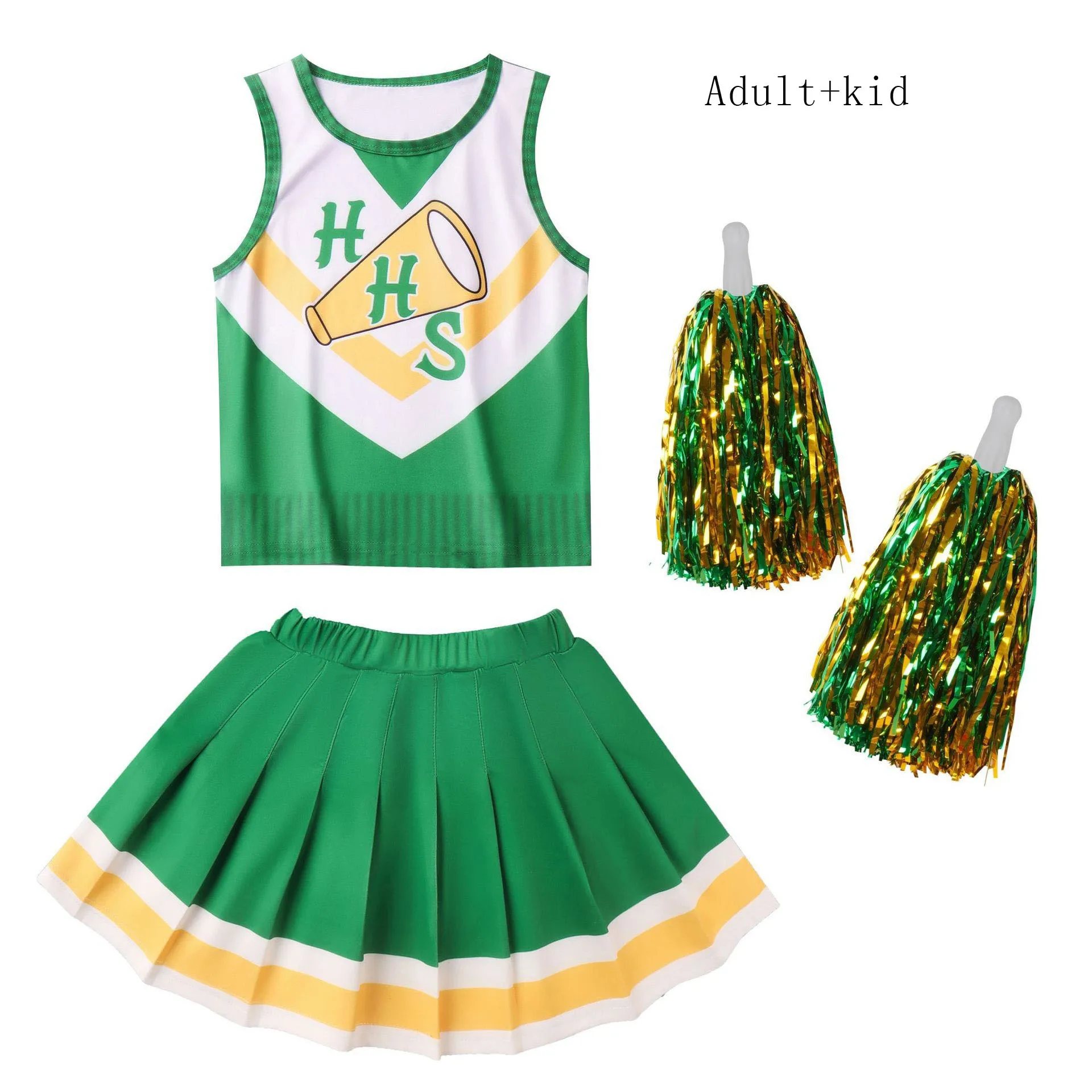 

Adult Kid Cheerleading Uniform Stranger Things 4 Chrissie Cosplay Costume Cheerleader Sleeveless Pleated Dress