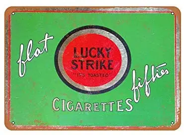 

Rustic Lucky Strike Flat Fifties Cigarettes Vintage Look Metal Sign