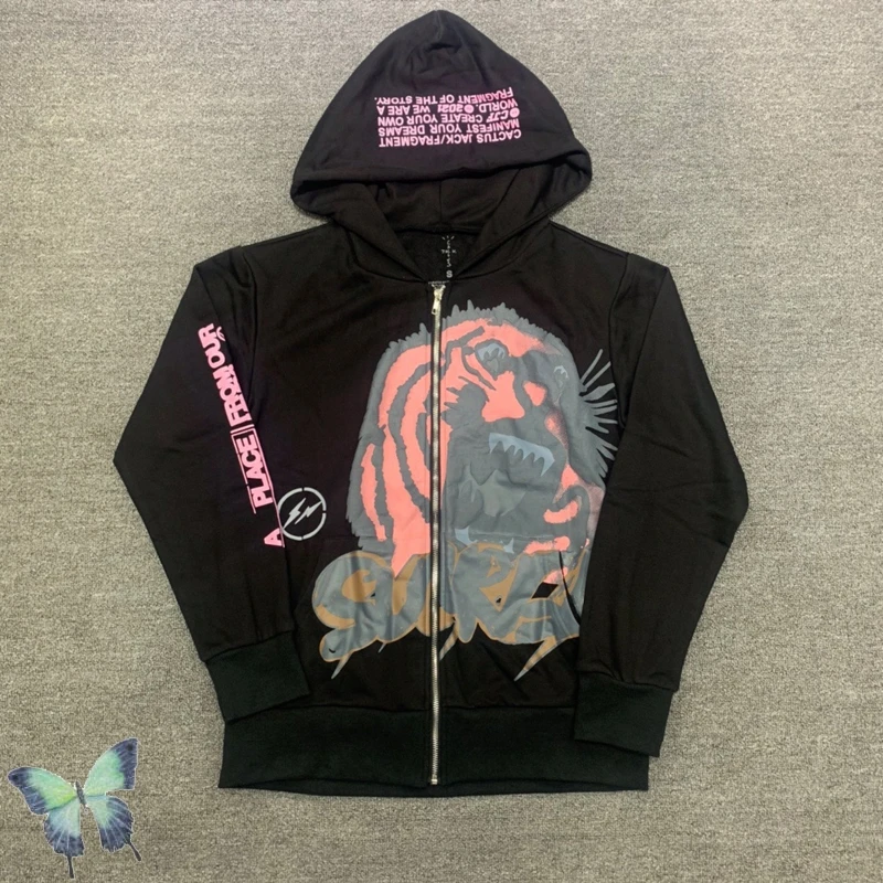 

2022 Fall Winter Men Women High Quality Travis Scott Tiger Print Zip Hoodie Sweatshirt
