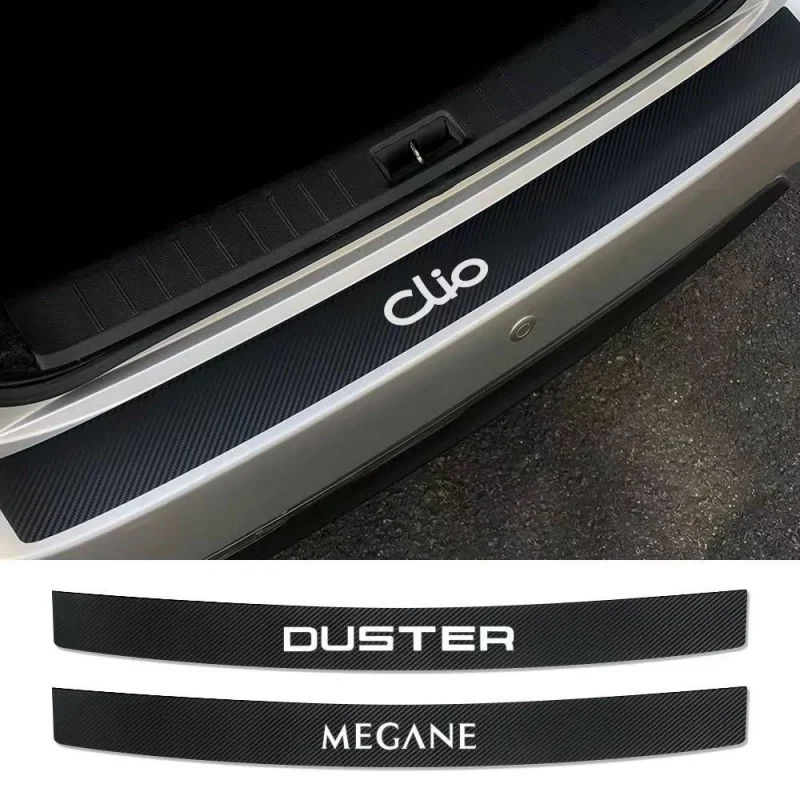 

Car Carbon fiber stripe trunk protect Car sticker For Reanault Megane Sandero Captur Duster Logan Symbol Talisman Car accessorie