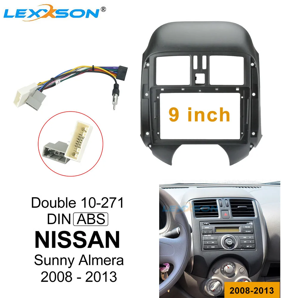 

Car Fascia For NISSAN Sunny Almera 2008-2013 Double Din Car dvd Fascias 9 Inch Frame Audio Fitting Adaptor Facia Panel Dashboard