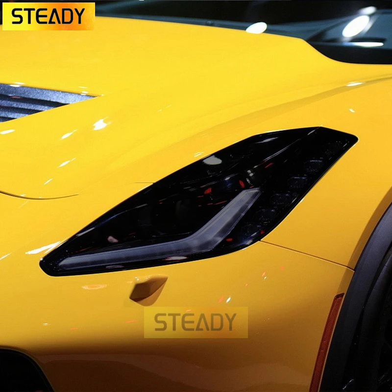 

2 Pcs Car Headlight Protective Film Vinyl Transparent Black TPU Sticker For Chevrolet Corvette C7 C8 2014-Present Accessories