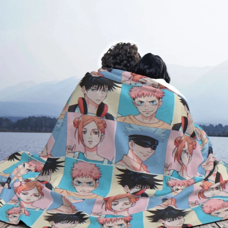 

Manga Japanese Anime Jujutsu Kaisen Blanket Flannel Gojo Satoru Yuji Soft Throw Blanket for Bedding Office Bedding Throws