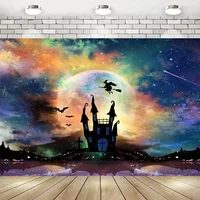 Halloween Moonlight Photography Backdrop Haunted Castle Full Moon Nightmare Background Spooky Night Witch Kid Party Decor Banner
