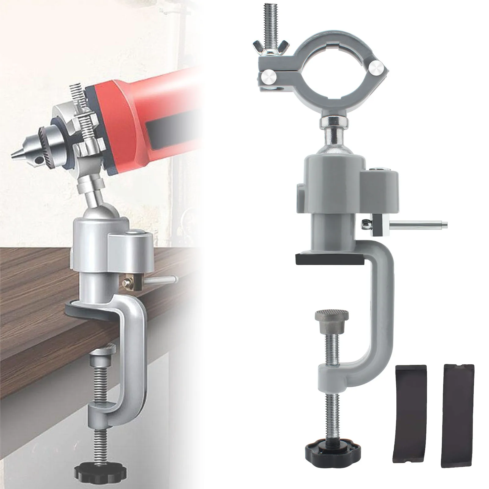 

Electric Drill Bracket, Universal Electric Drill Stand Grinder Holder Bench Vises Clamp Grinder Holder for DIY Work, Aluminum