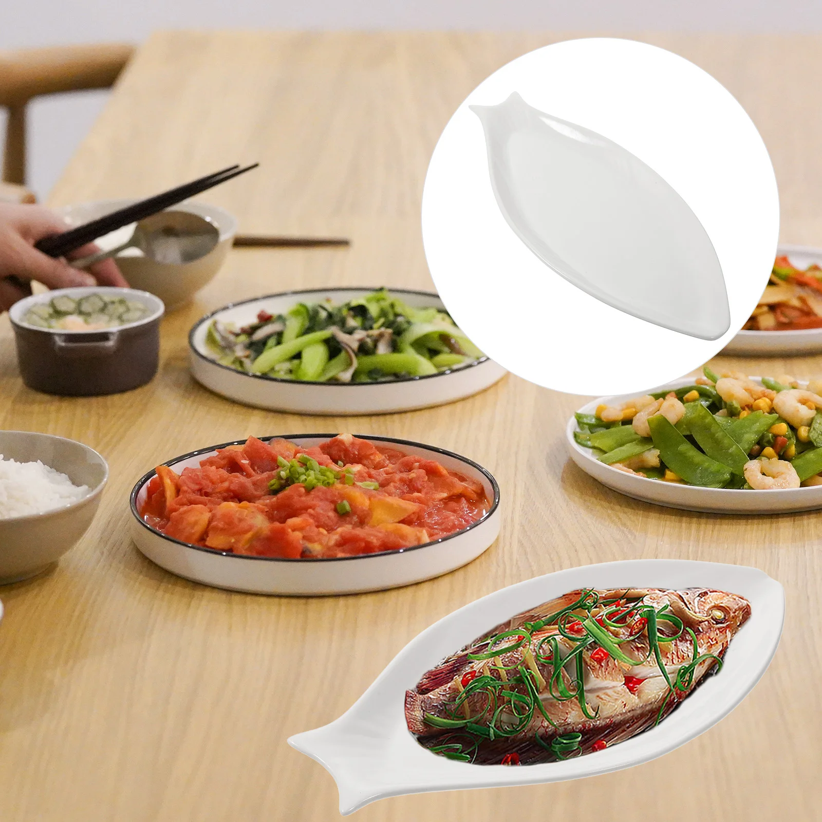 

Steamed Fish Plate Hotel Tableware Storage Embossed Design Dish 16 Inch Food Tray