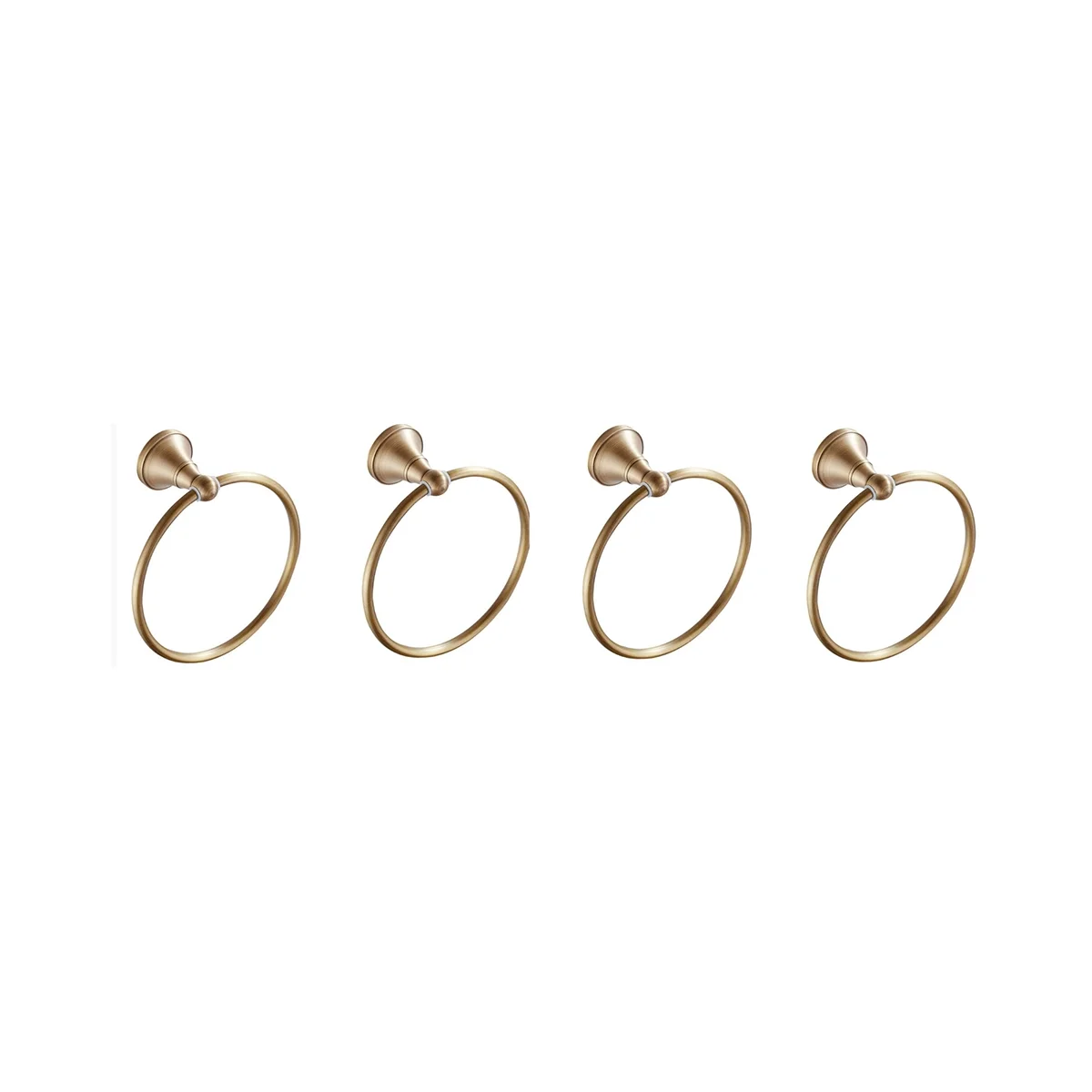 

4Pcs Antique Gold Brass Towel Holder Bathroom Round Towel Rings Towel Rack