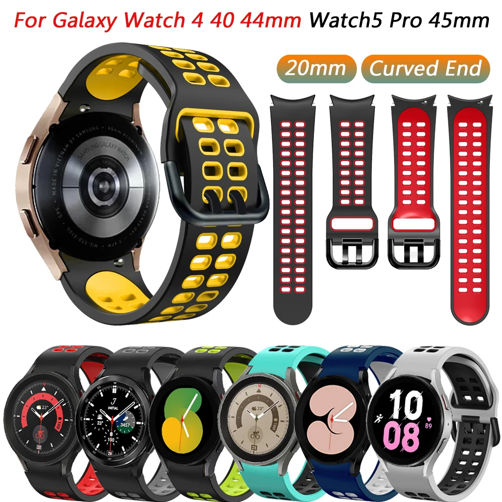 

Силиконовый ремешок для смарт-часов Samsung Galaxy Watch 5 Pro, спортивный браслет с изогнутым концом для Galaxy Watch 5 Pro, 45 мм/40 мм 44 мм, 42 мм 46 мм