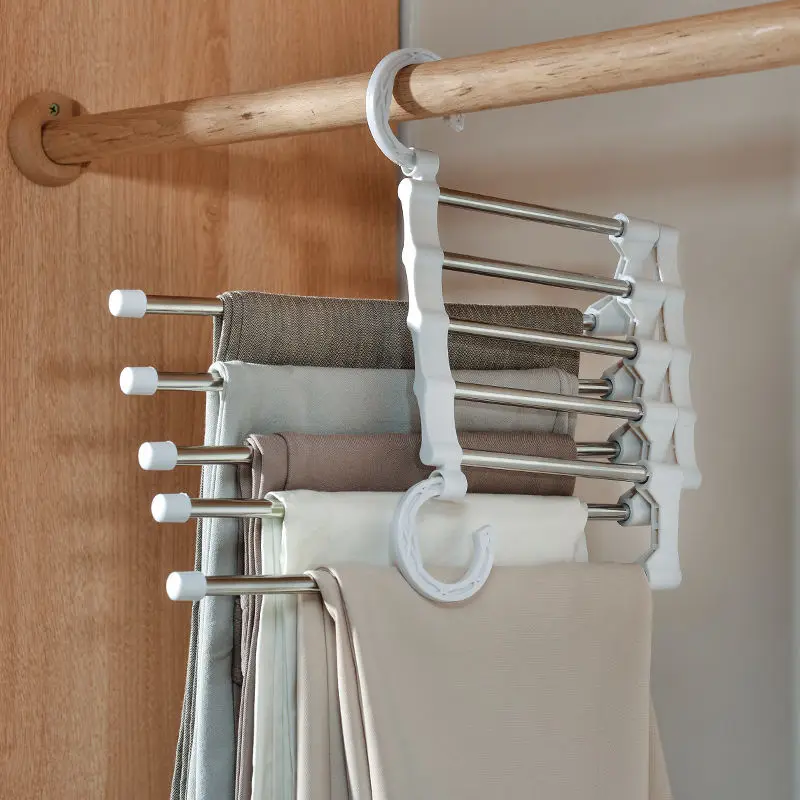 

5 in 1 Pant Rack Hanger for Clothes Organizer Multifunction Shelves Closet Storage Organizer StainlessSteel Magic Trouser Hanger