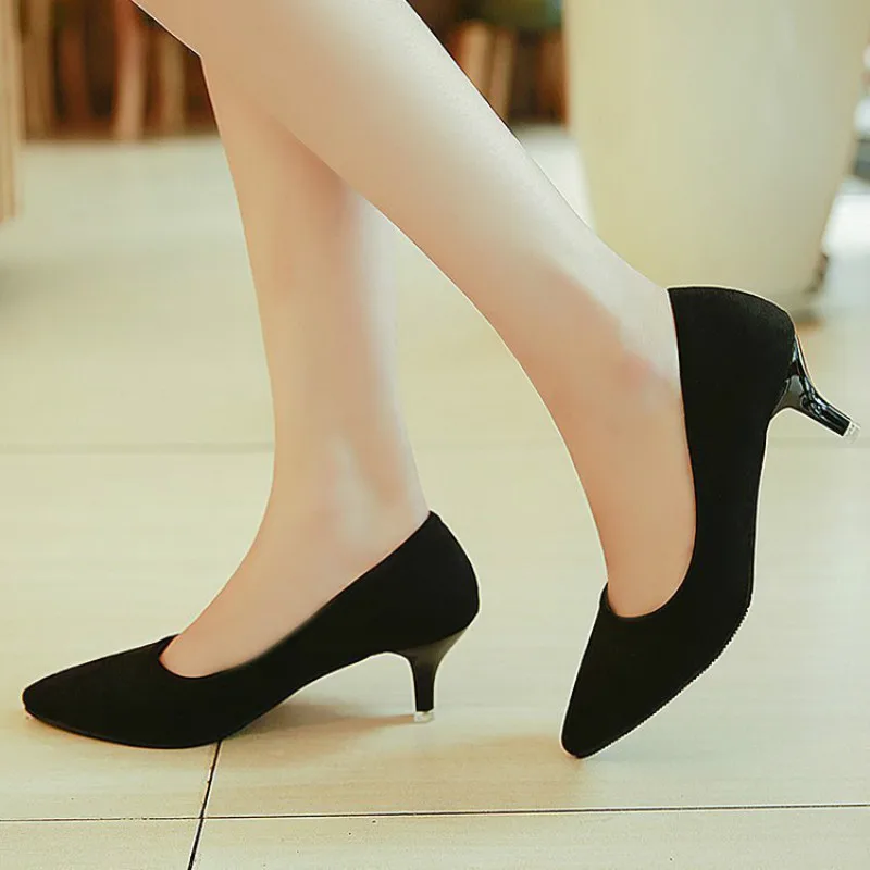 

Женские туфли-лодочки на высоком каблуке, офисные черные кожаные туфли с острым носком на шпильке, женские свадебные туфли для вечеринок, размера плюс
