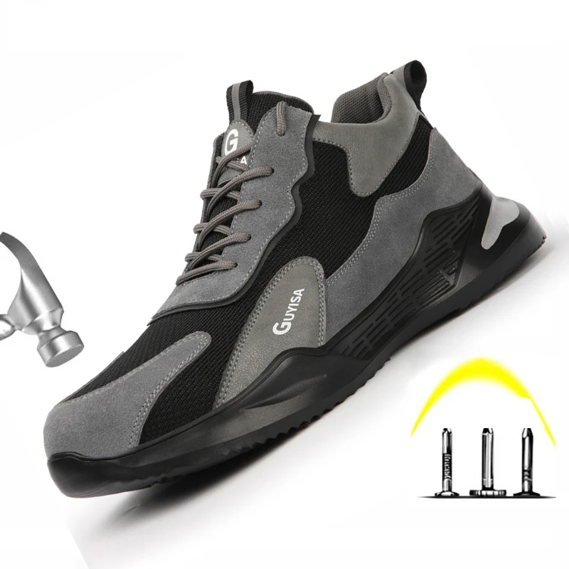 

Men's New Anti Smashing Steel Toe Cap Protective Work & Safety Shoes Men Puncture Proof Indestructible Work Safety Boots Shoes
