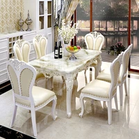 european marble dining table and chair combination luxury restaurant household solid wood carved rectangular dining table