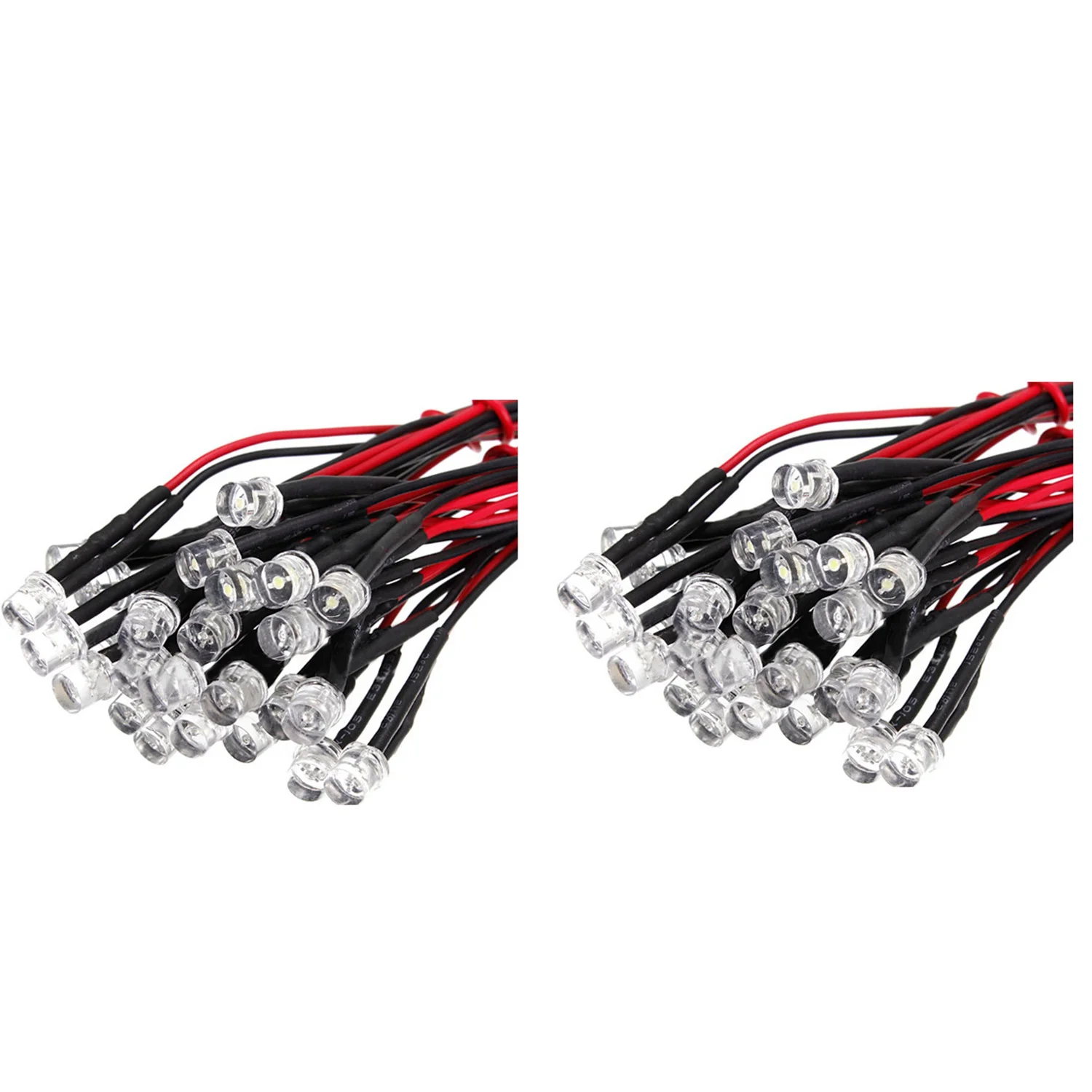 

20CM 12V Wired for Light Emitting Diode Wiring LED Lot Size: 5mm Flat Top Color:White & Red 20Pcs