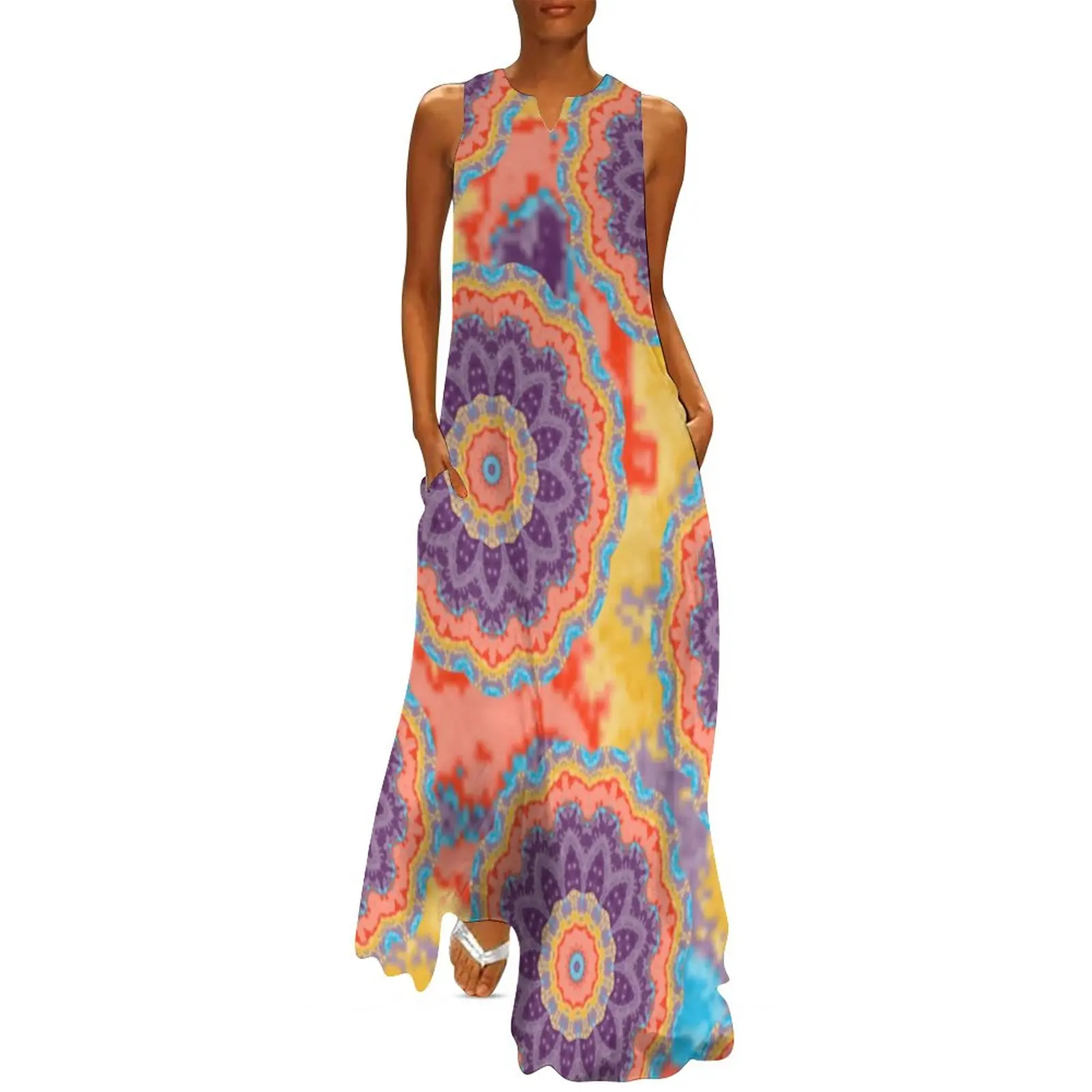 

Hippie Bohemian Dress Spring Floral Mandala Street Style Boho Beach Long Dresses Women Printed Kawaii Maxi Dress Big Size 5XL