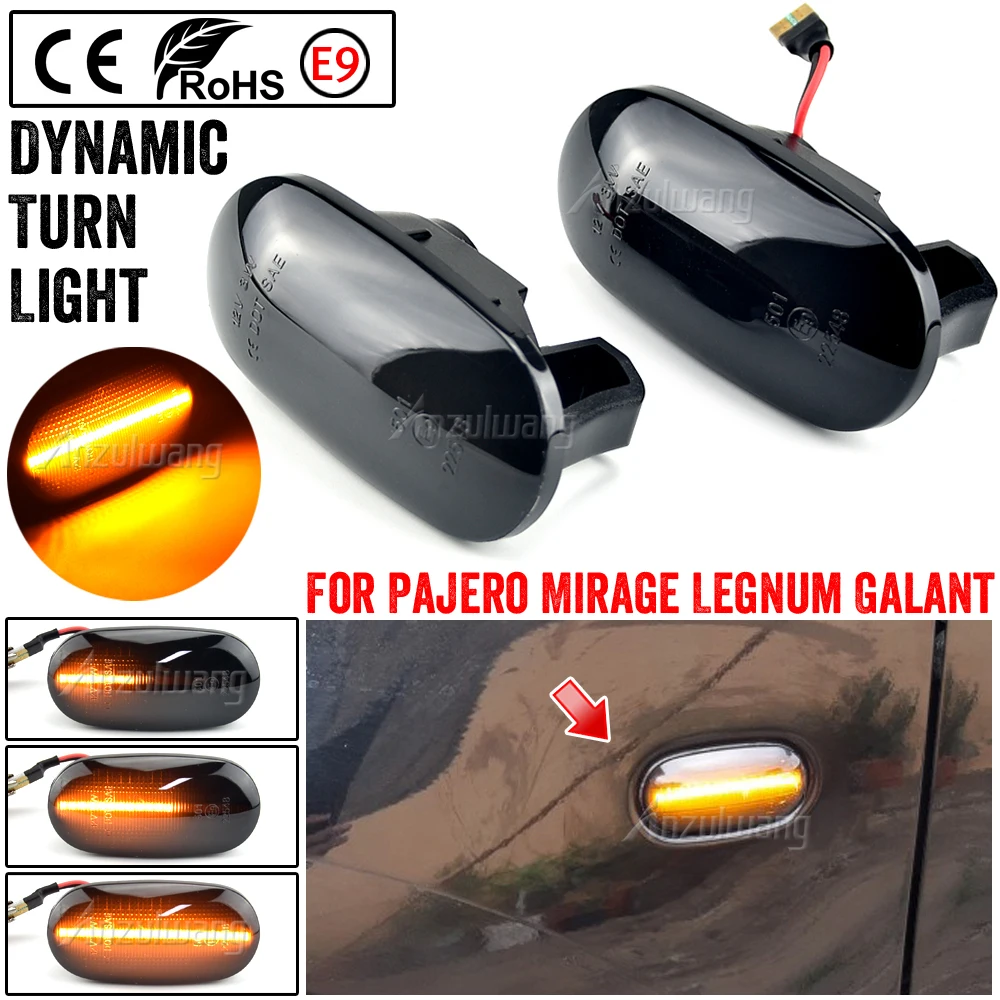 

2Pcs Dynamic Side Marker Turn Signal Sequential Blinker indicator Lights For Mitsubishi Pajero Mirag Legnum Gelent 1998-2005