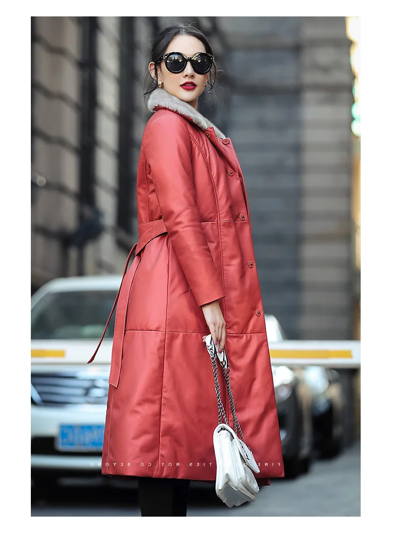 2023 женская кожаная куртка пальто из натуральной овчины женские зимние парки