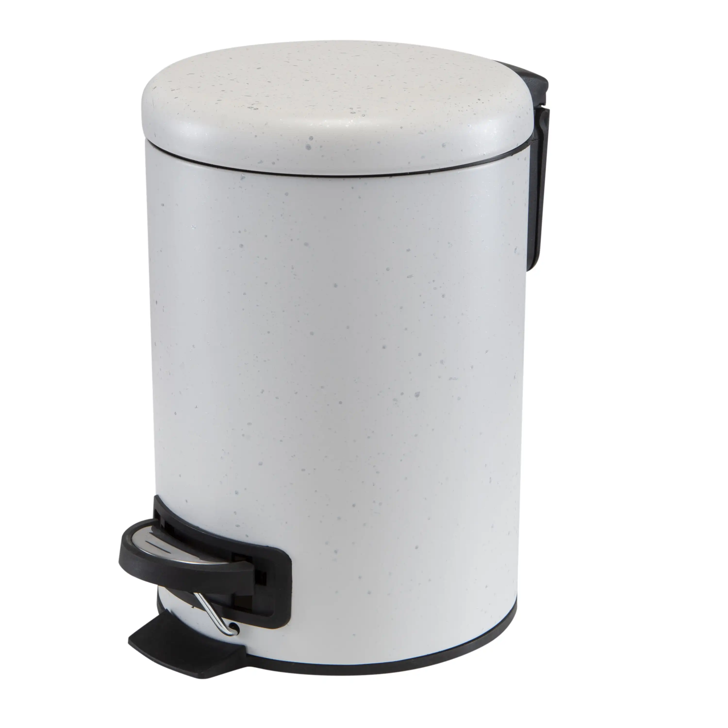 

Speckled Design 3 Liter Iron Step Pedal Bathroom Garbage Can with Lid in White