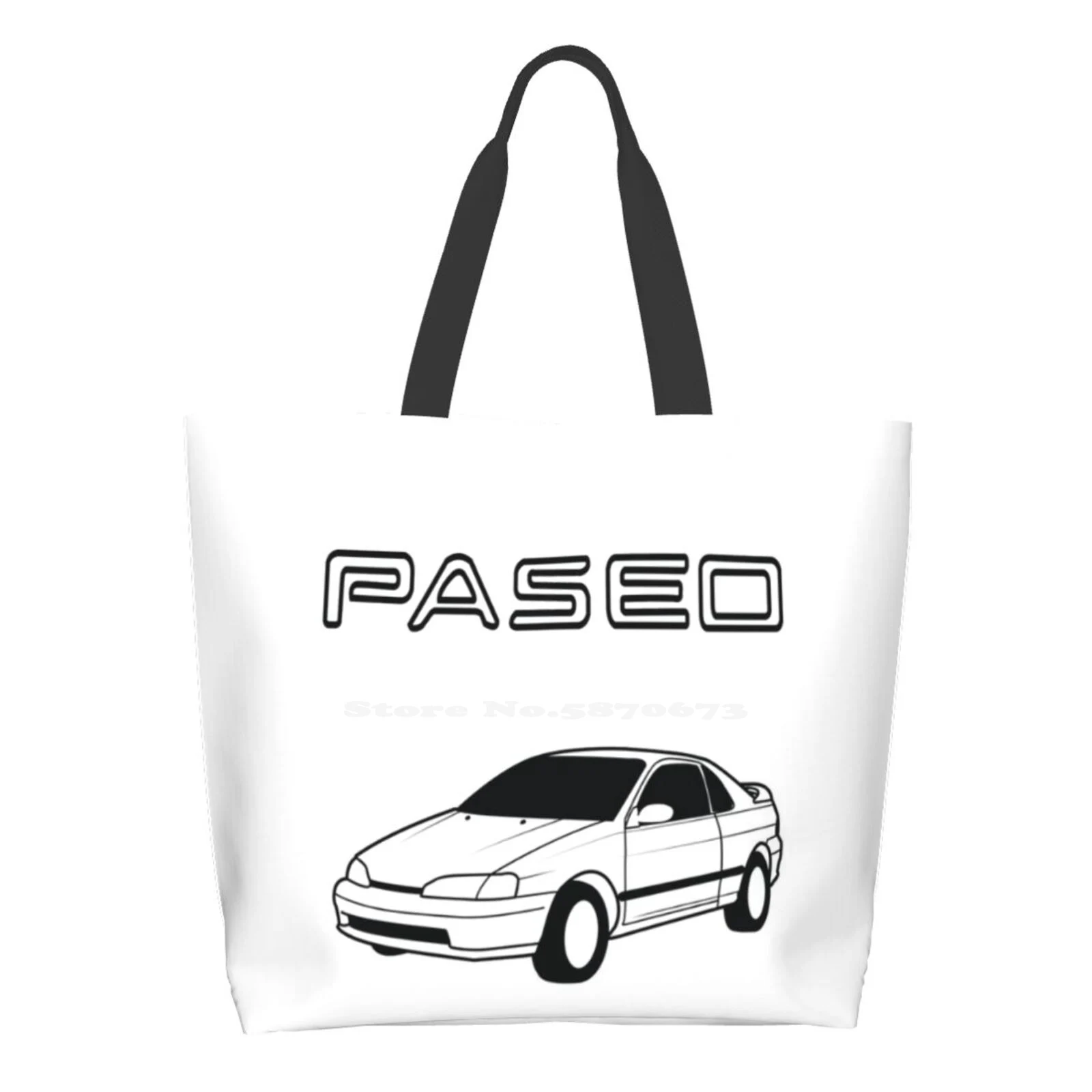 

Paseo First Generation Black And White Reusable Shopping Bag Tote Large Size Cars Car Paseo Automotive Jdm Japanese Lines