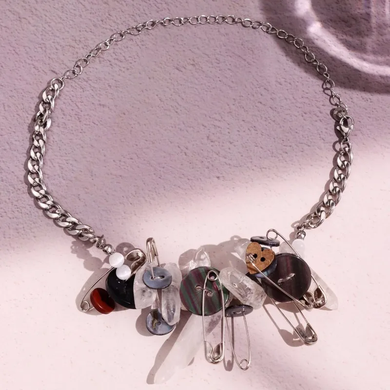 HUANZHI белый натуральный камень красочные пуговицы ожерелье модные украшения в