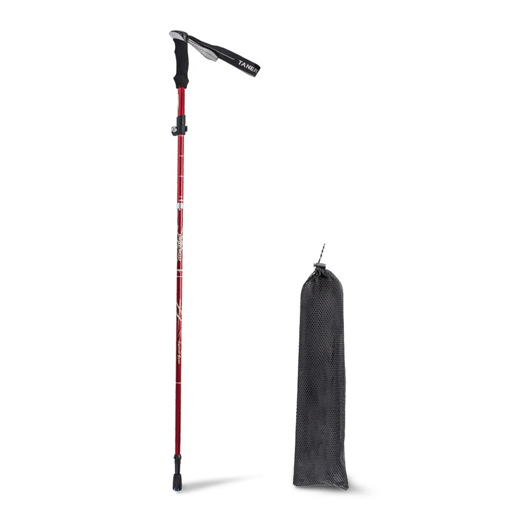 

Hiking Walking Sticks Retractable Adjustable Trekking Poles Aluminum Alloy Ultralight Backpacking Climbing Crutch Red