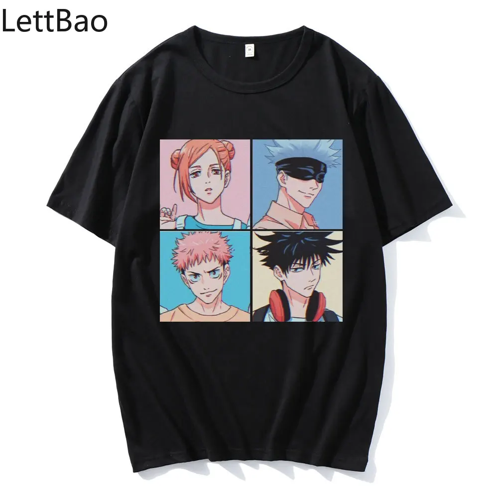 Футболка мужская хипстерская с круглым вырезом принтом манга аниме джутитусу